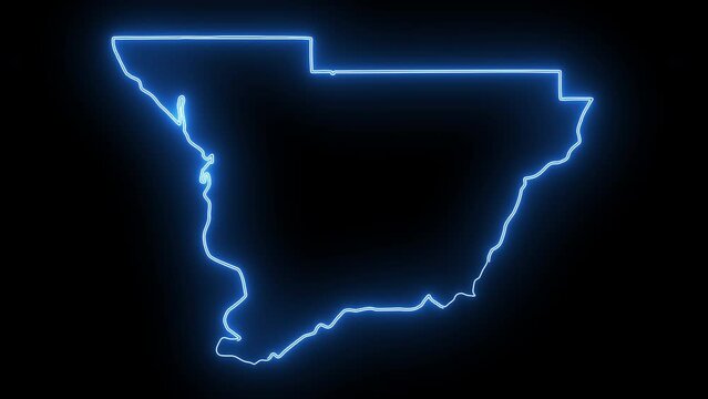 map of Columbus in Indiana with a neon effect that glows blue