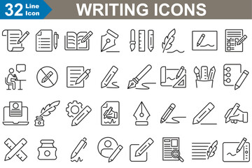 Naklejka premium Writing outline Icons set vector illustrator.