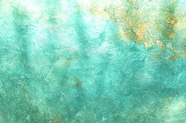  art background of bright green stains with gold texture