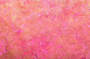 art background of pink stains with gold texture