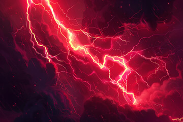 red lightning black background vector 3d rendering