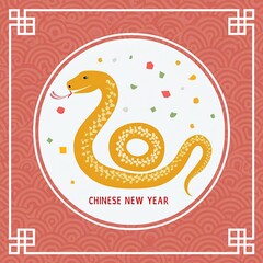 Obraz premium chinese new year greeting card with dragon. card design Chinese new years snake 2025. ornament and decoration chines 