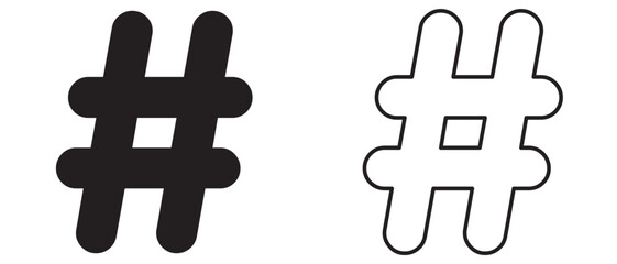 Hashtags icon vector, hashtag sign and symbol isolated on white background, black hashtag icon.vector illustration.