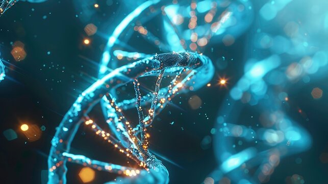 DNA gene background science helix cell genetic medical biotechnology biology bio. Technology gene DNA abstract molecule medicine blue 3D background research digital futuristic human concept health.