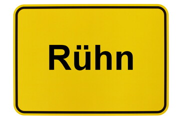 Illustration eines Ortsschildes der Gemeinde Rühn in Mecklenburg-Vorpommern