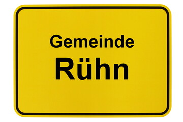 Illustration eines Ortsschildes der Gemeinde Rühn in Mecklenburg-Vorpommern