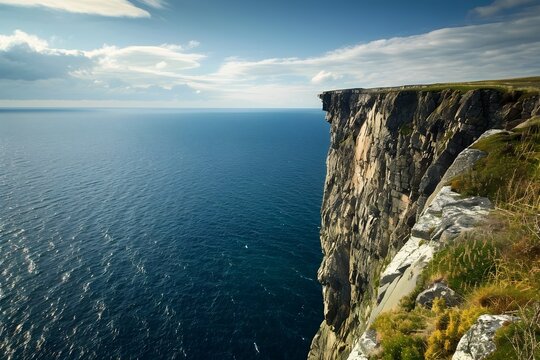 Dramatic Cliffside Overlooking the Ocean at Sunset