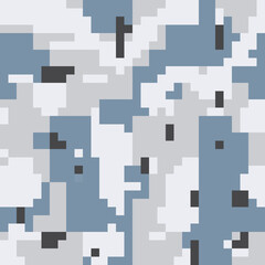 Military pixel camouflage illustration seamless pattern white grey winter camo square texture banner illustration wallpaper