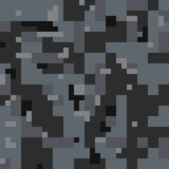 Military pixel camouflage illustration seamless pattern grey urban camo square texture banner illustration wallpaper