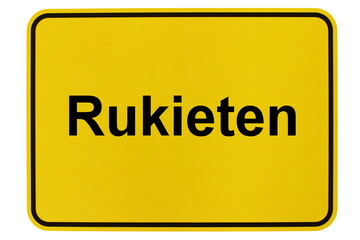 Illustration eines Ortsschildes der Gemeinde Rukieten in Mecklenburg-Vorpommern