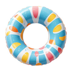 Fototapeta premium 3d inflatable swimming rings. pool rubber circle top and side view on Isolated transparent background png. generated with AI