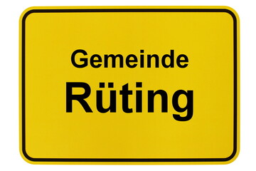 Illustration eines Ortsschildes der Gemeinde Rüting in Mecklenburg-Vorpommern