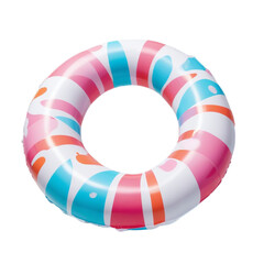 Fototapeta premium 3d inflatable swimming rings. pool rubber circle top and side view on Isolated transparent background png. generated with AI