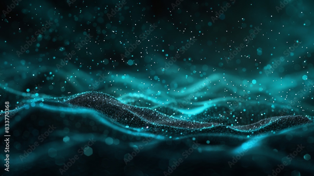 Poster graph of big data. analytical representation. wave of particles. 4k rendering.