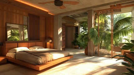 Fototapeta premium tropical nature bedroom interior design