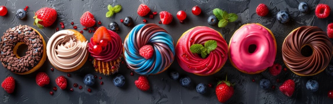 Assorted Doughnuts Arranged on a Table