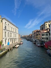 Beautiful View of Venice, Italy with a Canal and Boats