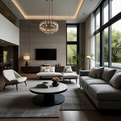 modern living room interior design with white sofa