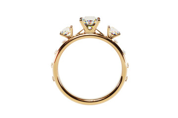 Obraz premium Golden Wedding Ring with Diamonds. 3d Rendering