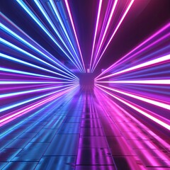 Fototapeta premium Futuristic Neon Tunnel with Pink and Blue Lights.