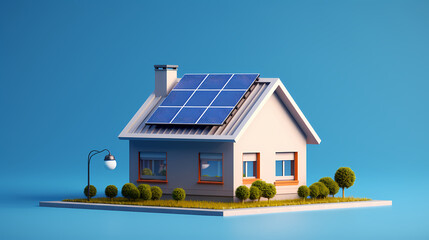 Model house with solar panels