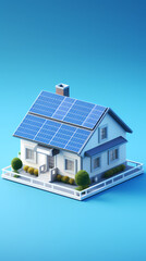 Model house with solar panels