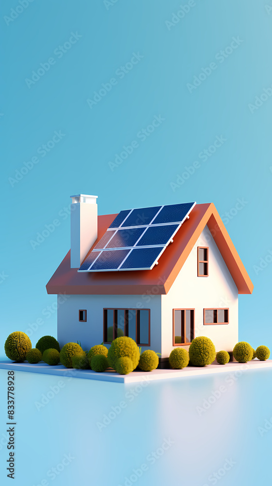 Wall mural Model house with solar panels