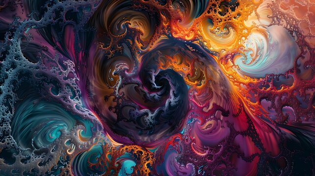 Abstract swirling pattern in vibrant colors, creating a sense of energy and movement.