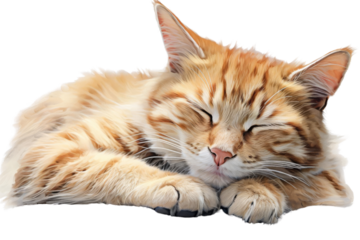 A ginger cat is sleeping soundly, curled up in a ball with its tail wrapped around its paws