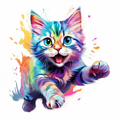 Fototapeta premium Abstract Cat Design: Overlapping Shapes and Brilliant Colors