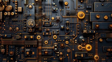 A close up of a circuit board with many small lights and buttons