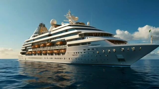luxury cruise ship at the midle ocean motion video