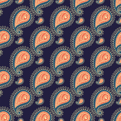 Naklejka premium Filigree Paisleys Seamless Vector Pattern Design