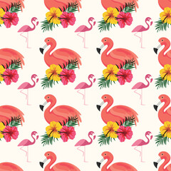 Flamingo Life Seamless Vector Pattern Design 02