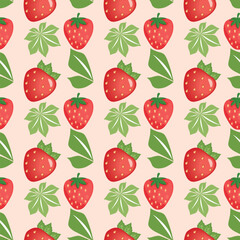Flamboyant Strawberry Seamless Vector Pattern Design