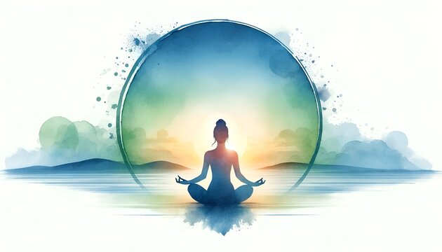 Watercolor poster illustration for International Yoga Day.