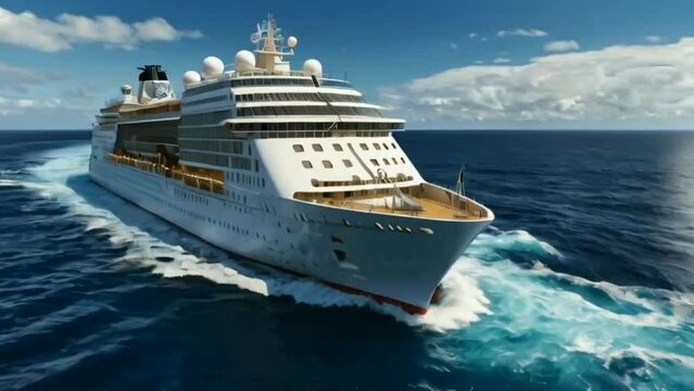 luxury cruise ship at the midle ocean motion video