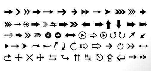 vector arrows set on white. large collection of direction or pointer arrows. Arrow vector collection. modern design, simple arrow sign collection. 