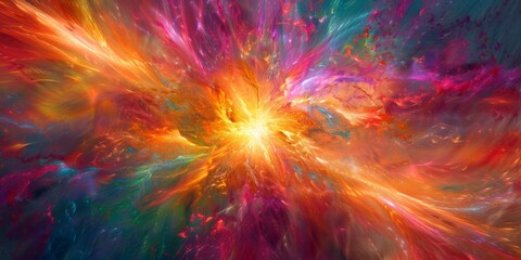 Abstract Explosion of Radiant Colors in a Digital Artwork