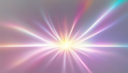 Burst of colorful light rays on a soft gradient background, creating a dynamic and radiant starburst effect.