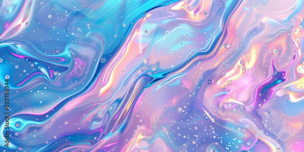 Aufkleber abstract holographic liquid background with shimmering colors and bubbles