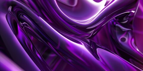 Abstract Purple Holographic Background With Smooth, Wavy Lines