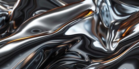 Abstract Liquid Metal Background With Wavy, Reflective Surface