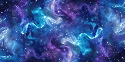 Abstract Cosmic Background With Blue And Purple Swirls And Stars