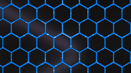 Black hexagon with blue light background wallpaper