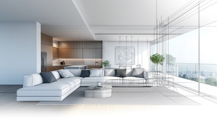 architectural drawing of living room
