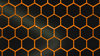 Black hexagon with orange light background wallpaper for laptops and PC's