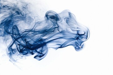 Fototapeta premium Mysterious blue smoke surrounding black cat in the center on white background, intriguing and captivating artistic image