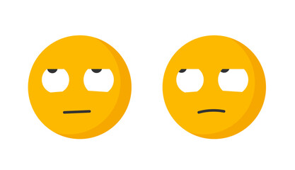 Emoticon with rolling eyes smiley yellow icon vector flat cartoon graphic set image clip art