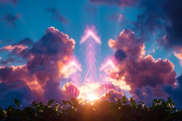 Fototapeta premium A dynamic 3D artwork featuring arrows ascending in a staggered formation